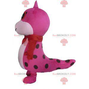 Mascotte de joli serpent rose et blanc à pois - Redbrokoly.com