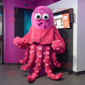 Magenta Octopus maskot...