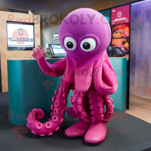 Magenta Octopus mascotte...