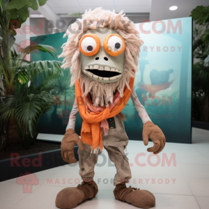 Peach Undead mascot costume character dressed with a Chinos and Scarves