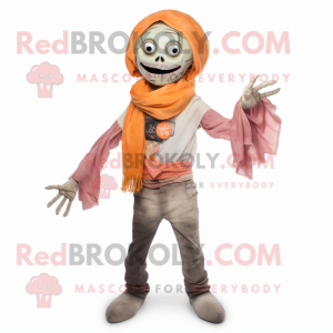 Peach Undead mascot costume character dressed with a Chinos and Scarves