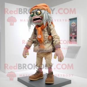 Peach Undead mascot costume character dressed with a Chinos and Scarves