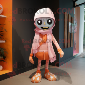 Peach Undead mascot costume character dressed with a Chinos and Scarves