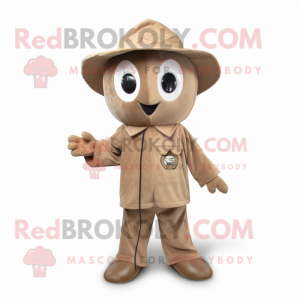 Brown Ray mascot costume character dressed with a Romper and Caps