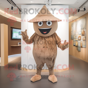 Brown Ray mascot costume character dressed with a Romper and Caps