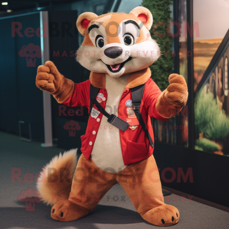 Red Ferret mascot costume character dressed with a Vest and Cummerbunds Red Ferret mascot costume character dressed with a Vest and Cummerbunds