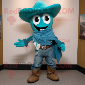 Blågrøn Cowboy maskot...