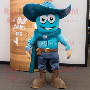 Postava maskota Teal Cowboy...