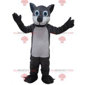 Mascote lobo gigante branco e cinza - Redbrokoly.com