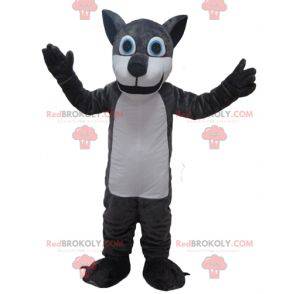 Mascotte de loup géant gris et blanc - Redbrokoly.com