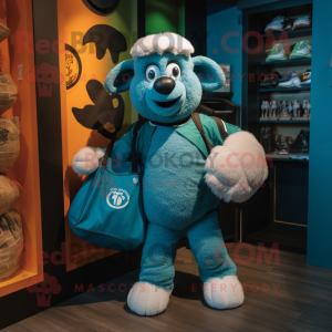 Teal Ram maskot drakt figur...