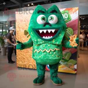 Forest Green Nachos mascot costume character dressed with a Swimwear and Ties