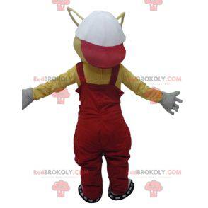 Maskottchen gelbe Ameisen mit roten Overalls - Redbrokoly.com