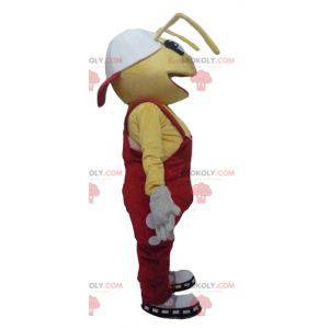 Mascote formigas amarelas com macacão vermelho - Redbrokoly.com