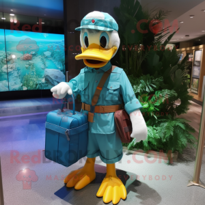 Cyan Duck mascotte kostuum...