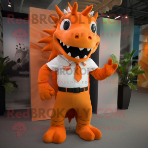 Orange Stegosaurus maskot...