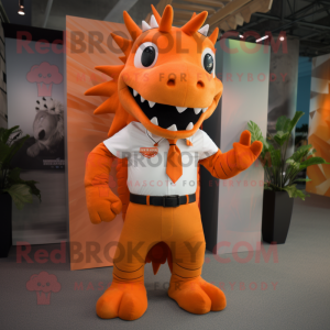 Oransje Stegosaurus maskot...