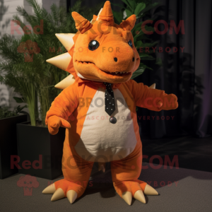 Orange Stegosaurus maskot...