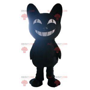 Mascotte de gros chat noir très souriant - Redbrokoly.com