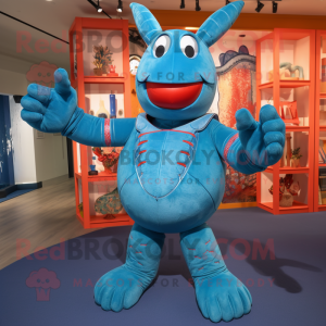 Cyan Lobster maskot kostume...