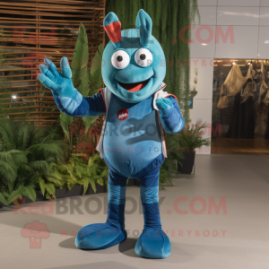 Cyan Lobster maskot kostume...