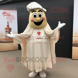 Beige Paella maskot kostume...