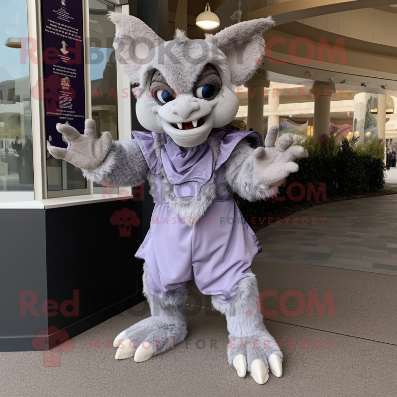 Lavender Gargoyle mascot costume character dressed with a Romper and Shoe clips Lavender Gargoyle mascot costume character dressed with a Romper and Shoe clips