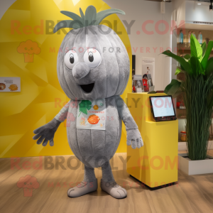 Sølv Mango maskot kostume...