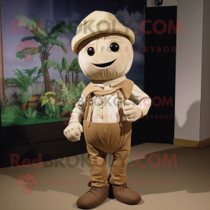 Tan Turnip mascot costume character dressed with a Romper and Shoe laces