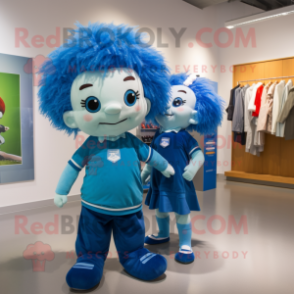Blue Irish Flag mascot costume character dressed with a Romper and Hair clips