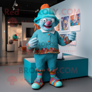 Teal Clown mascotte kostuum...