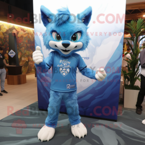 Blue Lynx maskot kostym...
