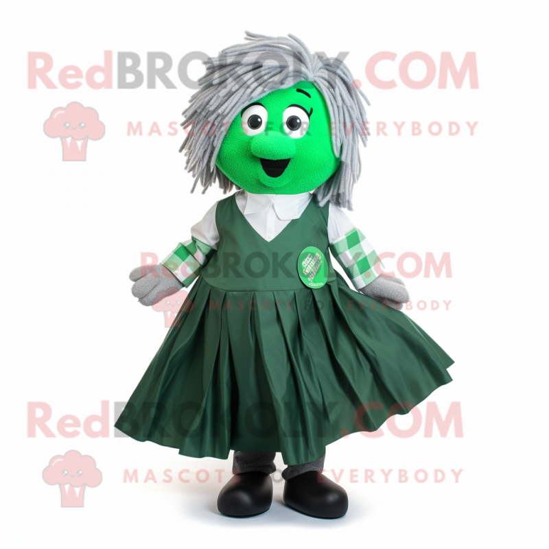Forest Green Irish Flag mascot costume character dressed with a Pleated Skirt and Pocket squares