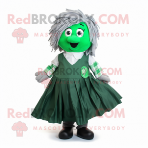 Forest Green Irish Flag mascot costume character dressed with a Pleated Skirt and Pocket squares