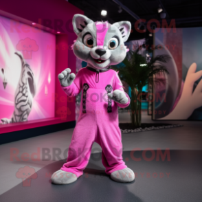 Pink Civet mascot costume character dressed with a Romper and Bracelets