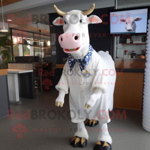 Hvid Guernsey Cow maskot...