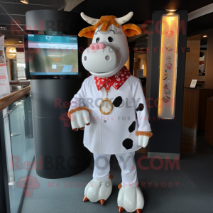 Hvid Guernsey Cow maskot...