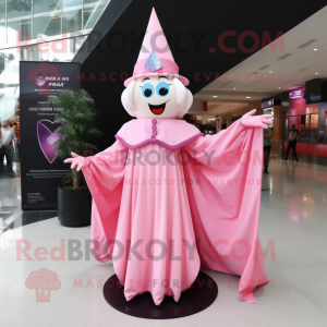 Pink Magician mascot costume character dressed with a Ball Gown and Scarf clips