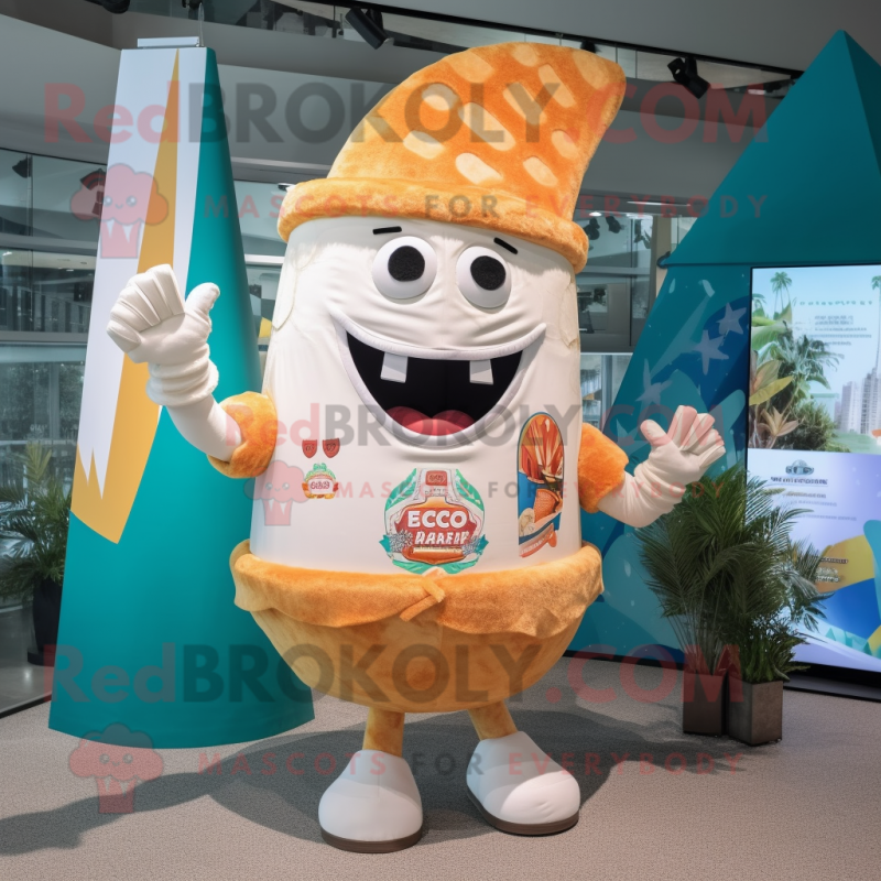 Cream Tacos mascot costume character dressed with a One-Piece Swimsuit and Hairpins Cream Tacos mascot costume character dressed with a One-Piece Swimsuit and Hairpins