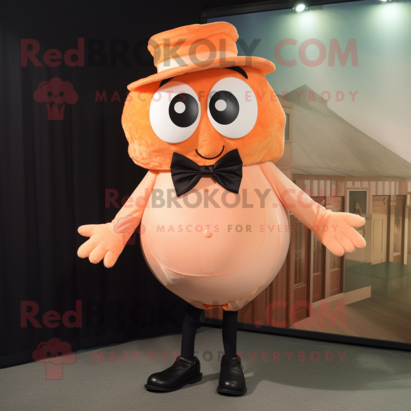 Peach Fried Calamari mascot costume character dressed with a Vest and Bow ties Peach Fried Calamari mascot costume character dressed with a Vest and Bow ties