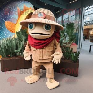 Tan Fish Tacos mascot costume character dressed with a Corduroy Pants and Belts