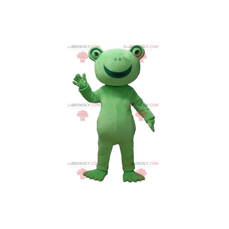 Mascotte de grenouille verte très souriante - Redbrokoly.com