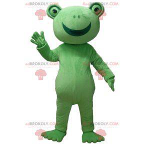 Velmi usměvavý maskot zelená žába - Redbrokoly.com