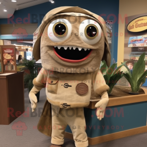 Tan Fish Tacos mascot costume character dressed with a Corduroy Pants and Belts