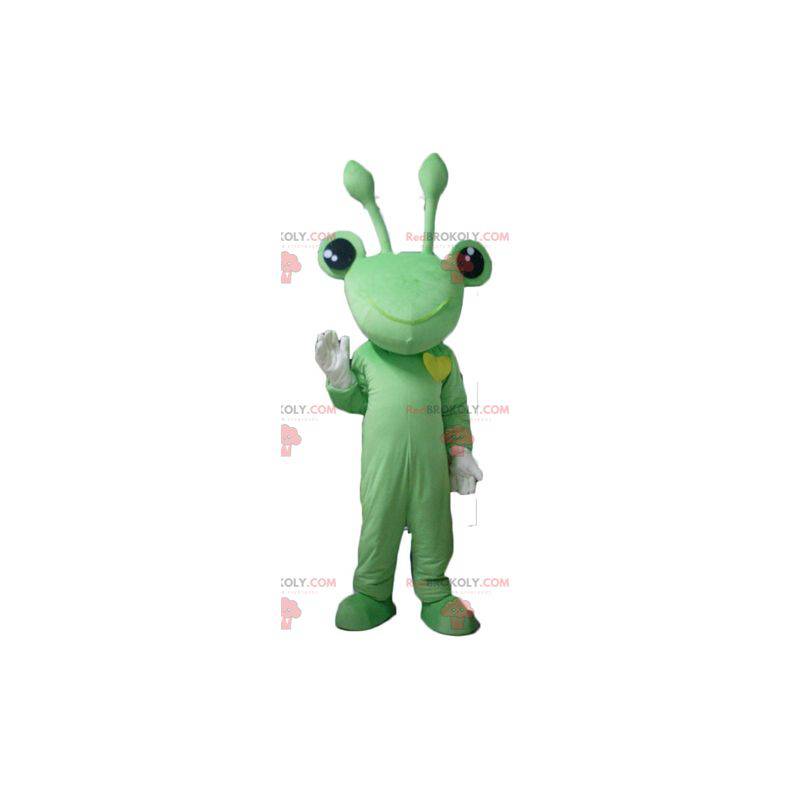 Mascotte rana verde molto divertente con antenne -
