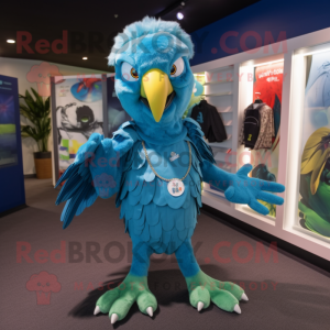 Turkis Macaw maskot drakt...