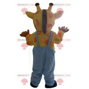 Giraffe mascotte geel oranje en roze overall - Redbrokoly.com