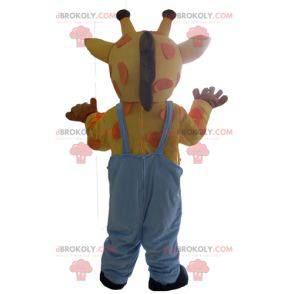 Giraf maskot gul orange og lyserød overall - Redbrokoly.com