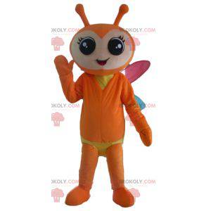 Orange and yellow butterfly mascot with colorful wings -
