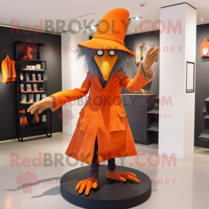 Orange Witch'S Hat mascot costume character dressed with a Blazer and Clutch bags